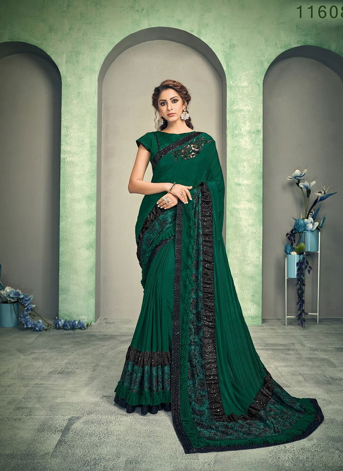 MAHOTSAV FELICITY Latest Designer Fancy Party Wear Sequins Embroidery Handwork Butta Heavy Silk Saree Collection 